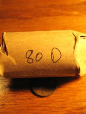 Roll of 1980D Kennedy Half Dollars